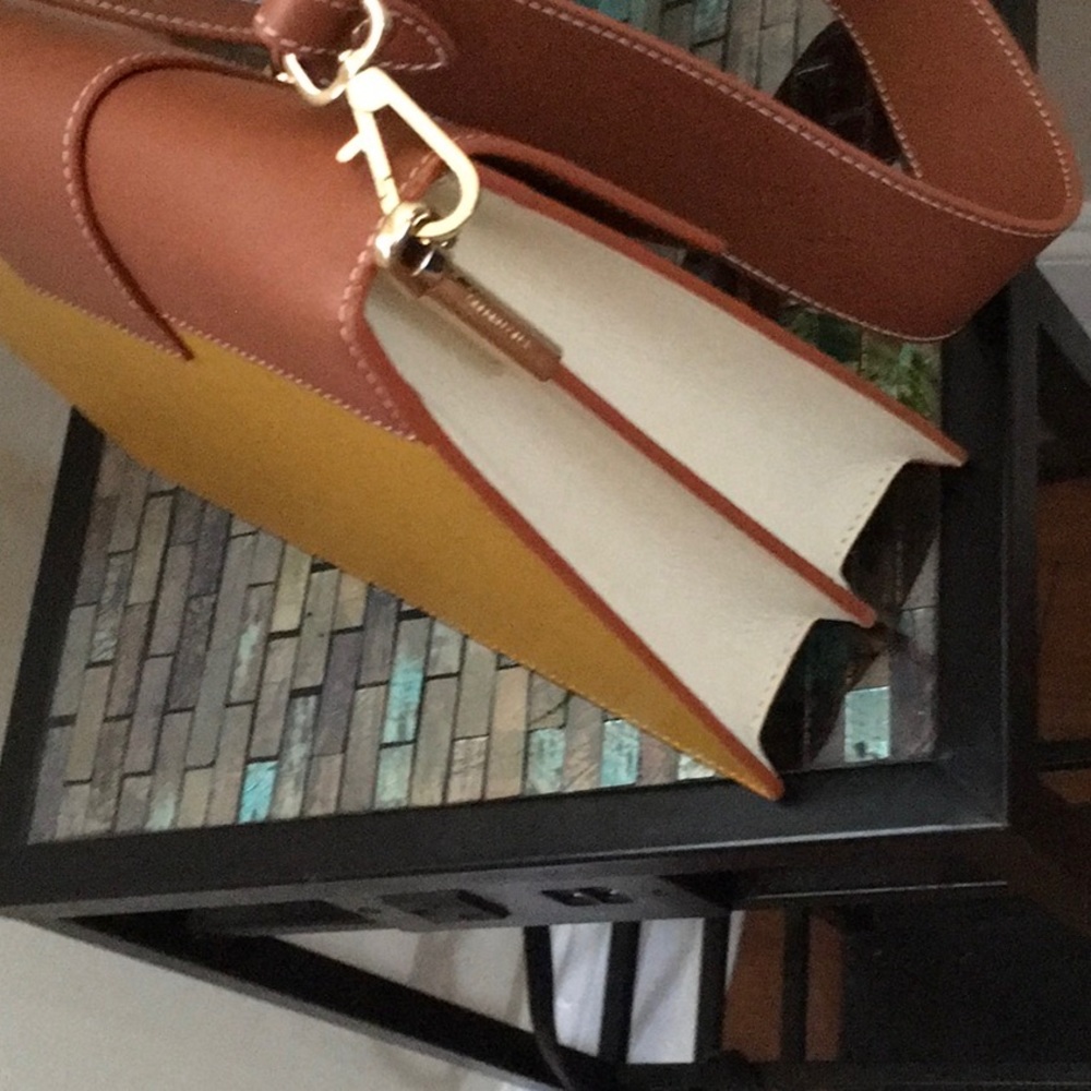 Strathberry Tricolor Crescent Colorblock Leather Shoulder Bag - Picture 13 of 16